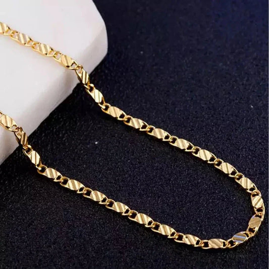 18k Gold Necklace 2MM 16/18/20/22/24/26/28/30 Inch Side Chain Necklace For Women Men Jewelry 925 Silver Necklace