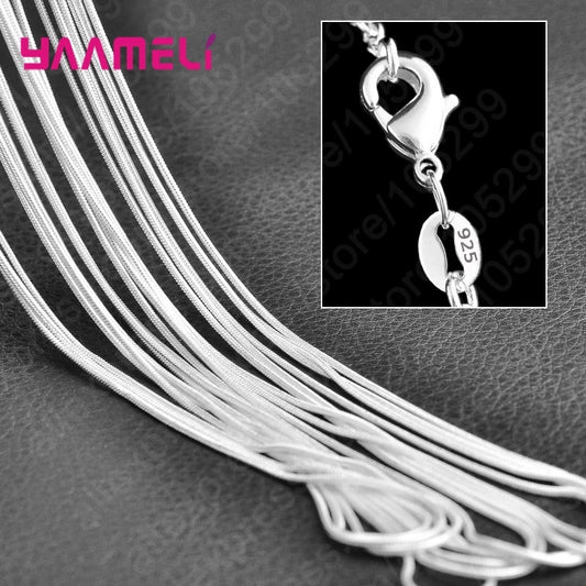 10PCS Wholesale Pure 925 Sterling Silver Charm Link Chain Necklace Jewelry with Strong Smooth Lobster Clasps 16-30 Inches