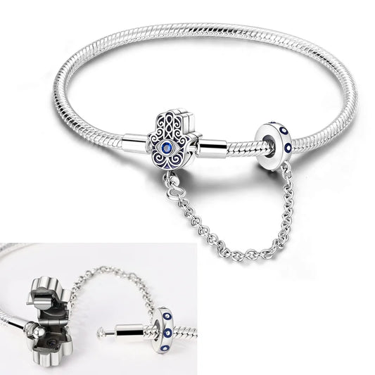 925 Sterling Silver Bracelets 17-20CM Original Leaf Clover Butterfly Heart Bracelet Fit DIY Charms Beads Fashion Women Jewelry