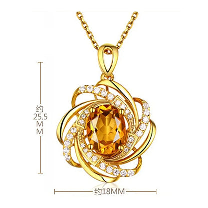 18K Gold 2 Carats Topaz Pendant Women Luxury Yellow Gemstone 18 K Gold Necklace Crystal Jewelry Pendant Womens Accessoires