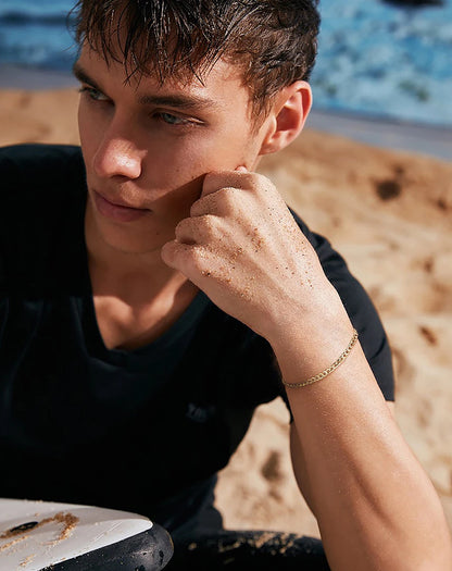 18K Gold Over 925 Sterling Silver 3mm Italian Cuban Chain Bracelet for Women Men Trendy Silver Bracelet Jewelry SB123