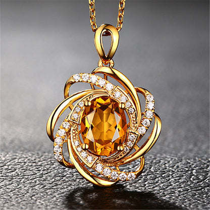 18K Gold 2 Carats Topaz Pendant Women Luxury Yellow Gemstone 18 K Gold Necklace Crystal Jewelry Pendant Womens Accessoires