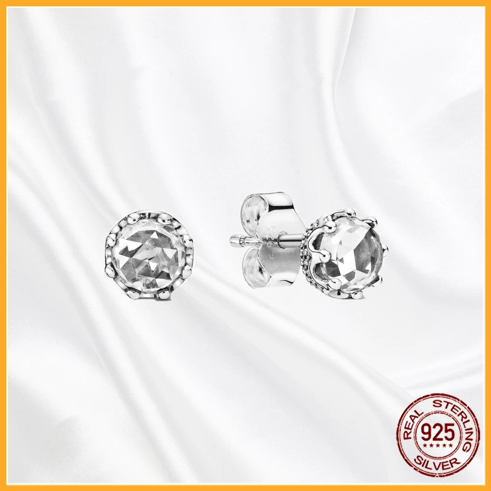 Authentic 925 Sterling Silver Heart Hoop Earring Sparkling Original Earring Women Gift