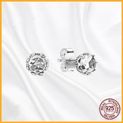 Authentic 925 Sterling Silver Heart Hoop Earring Sparkling Original Earring Women Gift