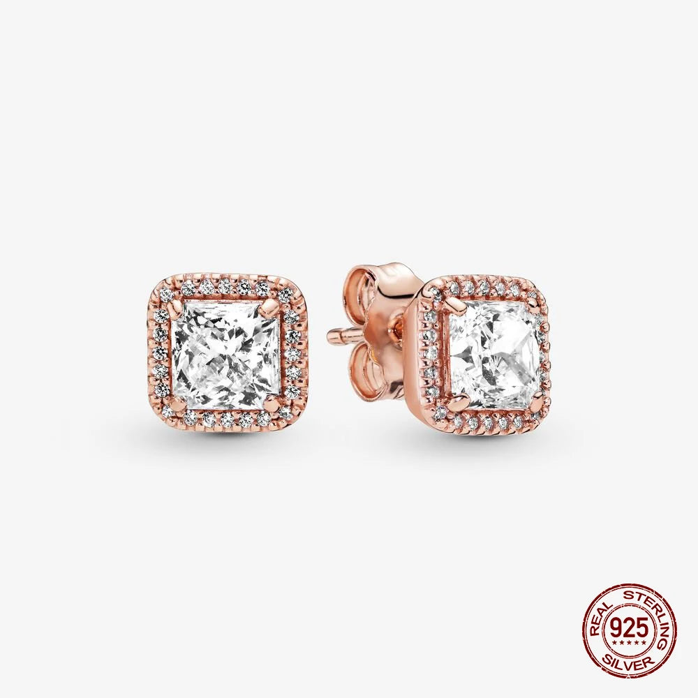 Authentic 925 Sterling Silver Heart Hoop Earring Sparkling Original Earring Women Gift