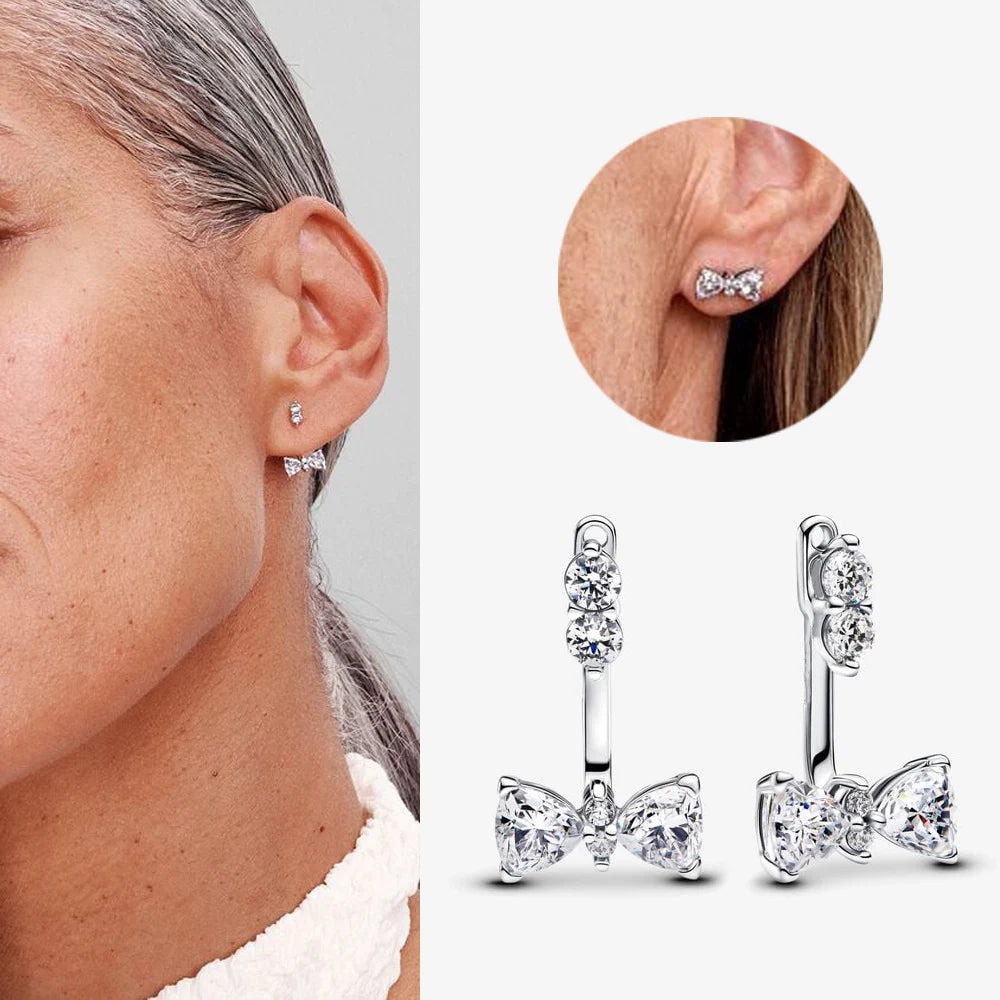 Authentic 925 Sterling Silver Heart Hoop Earring Sparkling Original Earring Women Gift