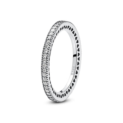 925 Sterling Silver Rings For Women Original Crown Love Heart Wishbone Engagement Wedding Rose Gold Crystal Ring Luxury Jewelry