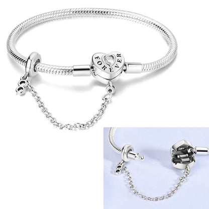 925 Sterling Silver Bracelets 17-20CM Original Leaf Clover Butterfly Heart Bracelet Fit DIY Charms Beads Fashion Women Jewelry