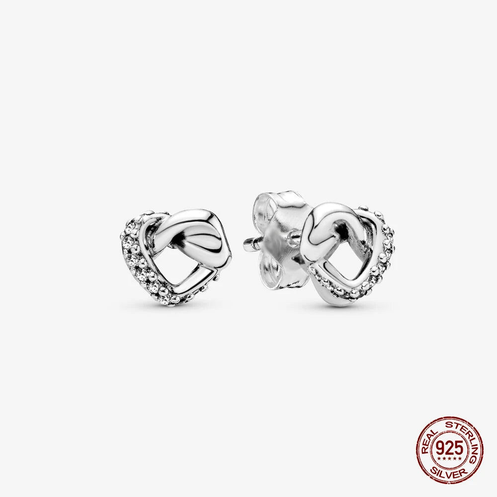 Authentic 925 Sterling Silver Heart Hoop Earring Sparkling Original Earring Women Gift