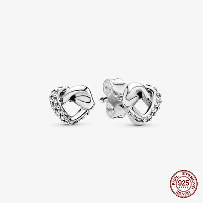 Authentic 925 Sterling Silver Heart Hoop Earring Sparkling Original Earring Women Gift