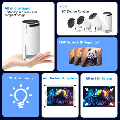 Projector HY300 PRO 8K Android 14 Dual Wifi6 290ANSI 1080P 1280*720P Home Cinema Projetor