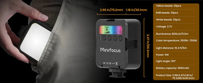 Pocket RGB Fill Light Portable LED Light Video Mini Fill Light For Camera Smartphone for GoPro Laptop Selfie Adjustable RGB Lamp