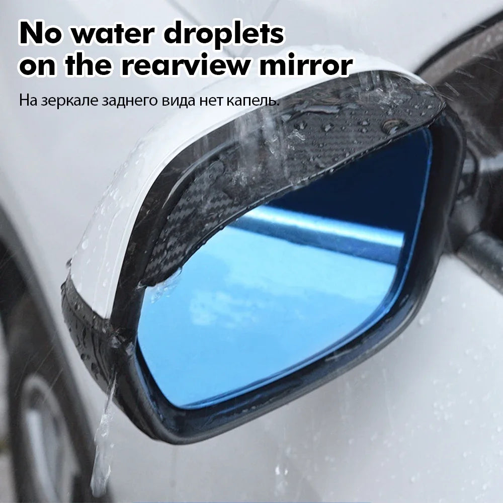 2PCS Car Rearview Mirror Rain Eyebrow Carbon Fiber Sun Visor Shade Cover Protector Clear Vision for Rain Car Mirror Accessories