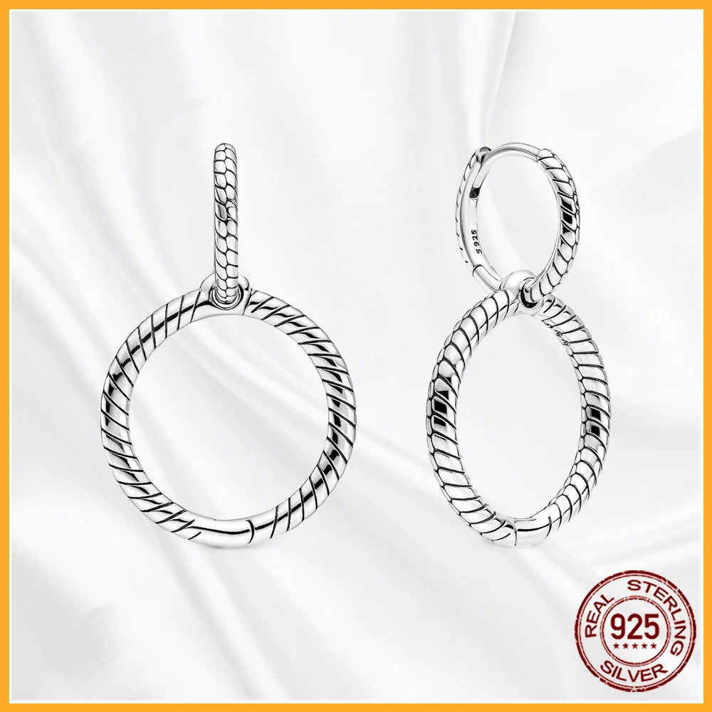 Authentic 925 Sterling Silver Heart Hoop Earring Sparkling Original Earring Women Gift