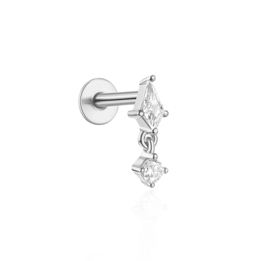 AIDE Heart Round Ball Flat Helix Piercing Earring 925 Sterling Silver Ear Studs Geometric Zircon Exquisite Trinket Studs Aretes