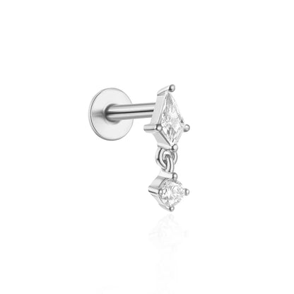 AIDE Heart Round Ball Flat Helix Piercing Earring 925 Sterling Silver Ear Studs Geometric Zircon Exquisite Trinket Studs Aretes