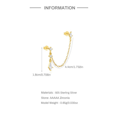 1PC Four Pointed Star Moon Tassel Lotus Cartilage Spiral Puncture 925 Sterling Silver Stud Earrings For Women