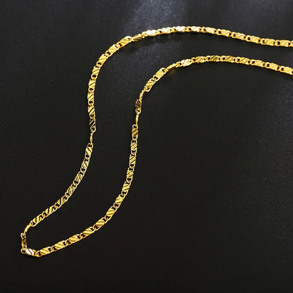18k Gold Necklace 2MM 16/18/20/22/24/26/28/30 Inch Side Chain Necklace For Women Men Jewelry 925 Silver Necklace