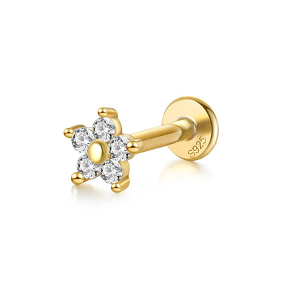 AIDE Heart Round Ball Flat Helix Piercing Earring 925 Sterling Silver Ear Studs Geometric Zircon Exquisite Trinket Studs Aretes