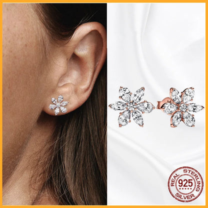 Authentic 925 Sterling Silver Heart Hoop Earring Sparkling Original Earring Women Gift