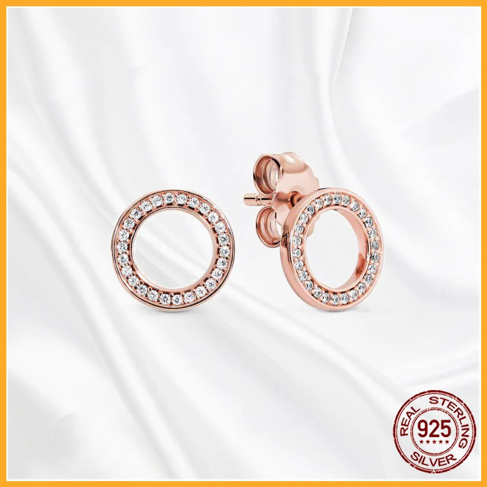 Authentic 925 Sterling Silver Heart Hoop Earring Sparkling Original Earring Women Gift