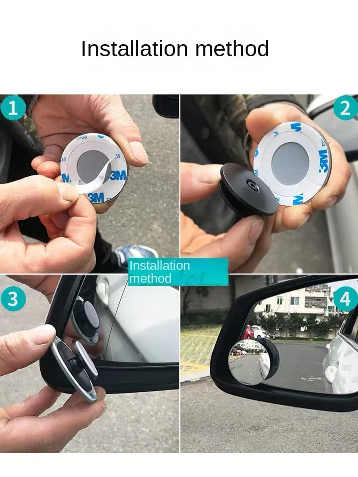 Car Blind Spot Rear View Mirror Wide Angle 360 Degree Adjustable Small Round Mirror Car Reverse Auxiliary Rearview Convex Mirror
