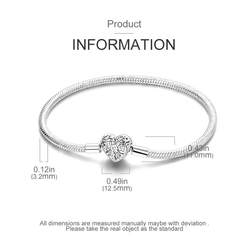 925 Sterling Silver Bracelets 17-20CM Original Leaf Clover Butterfly Heart Bracelet Fit DIY Charms Beads Fashion Women Jewelry