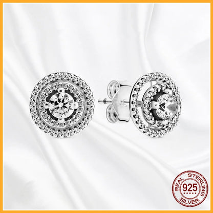 Authentic 925 Sterling Silver Heart Hoop Earring Sparkling Original Earring Women Gift