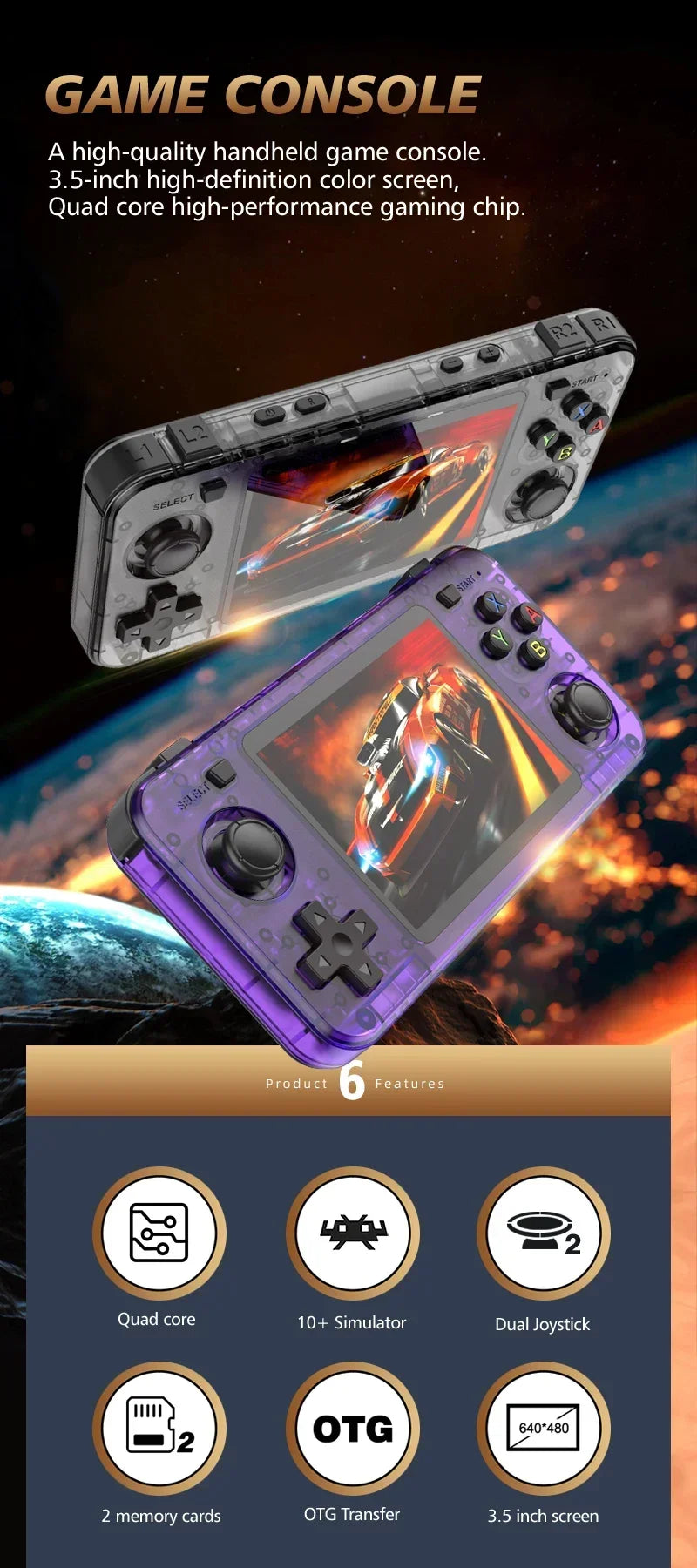 Edgesend R36H Retro Handheld Video Game Console