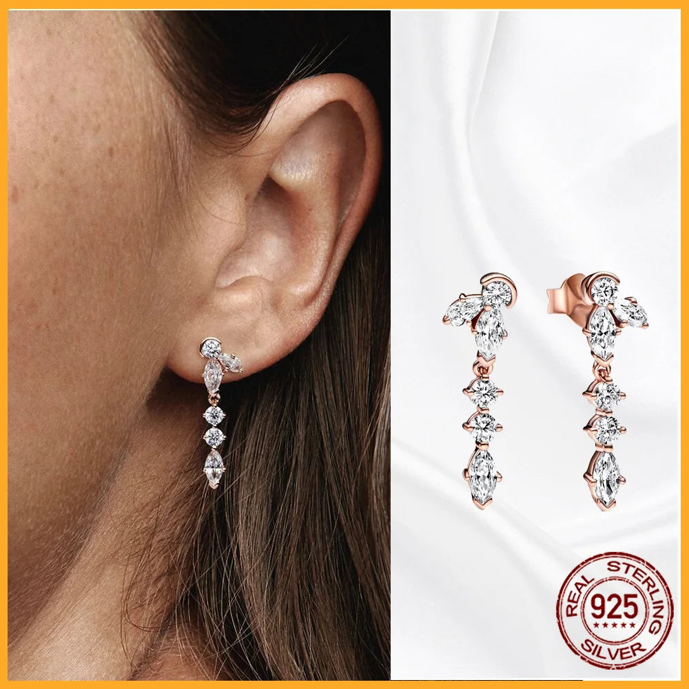 Authentic 925 Sterling Silver Heart Hoop Earring Sparkling Original Earring Women Gift