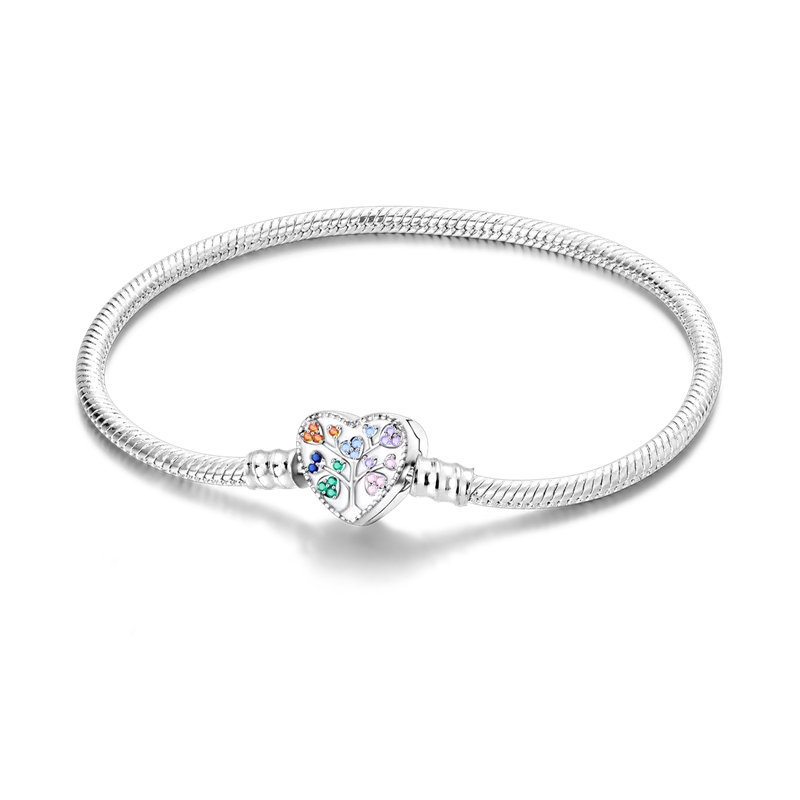 925 Sterling Silver Bracelets 17-20CM Original Leaf Clover Butterfly Heart Bracelet Fit DIY Charms Beads Fashion Women Jewelry