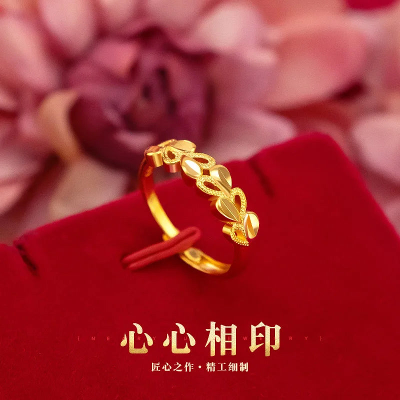18K Gold Jewelry rings for Women  Wedding rings Bohemia Engagement Irregular Anillos Mujer18 K Gold Box