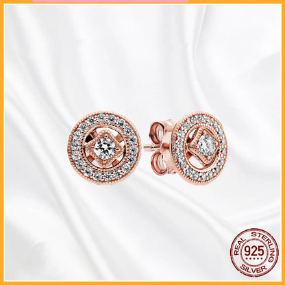 Authentic 925 Sterling Silver Heart Hoop Earring Sparkling Original Earring Women Gift