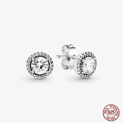 Authentic 925 Sterling Silver Heart Hoop Earring Sparkling Original Earring Women Gift