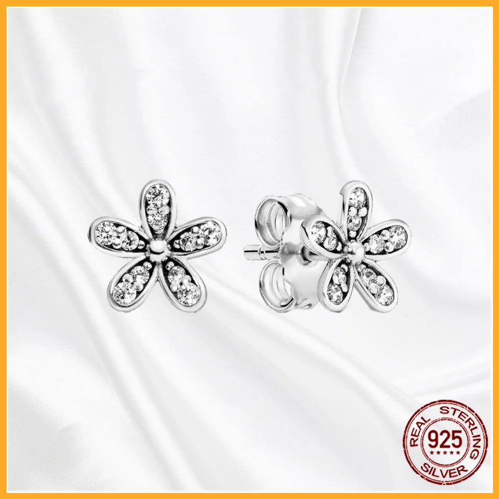 Authentic 925 Sterling Silver Heart Hoop Earring Sparkling Original Earring Women Gift