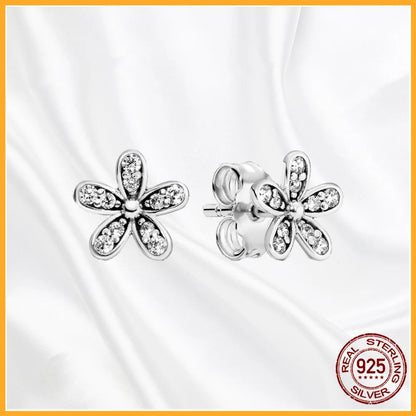 Authentic 925 Sterling Silver Heart Hoop Earring Sparkling Original Earring Women Gift