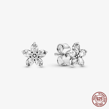 Authentic 925 Sterling Silver Heart Hoop Earring Sparkling Original Earring Women Gift