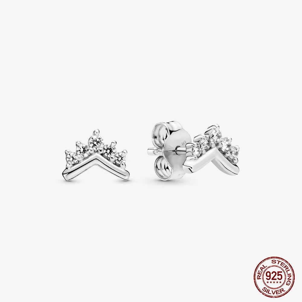 Authentic 925 Sterling Silver Heart Hoop Earring Sparkling Original Earring Women Gift