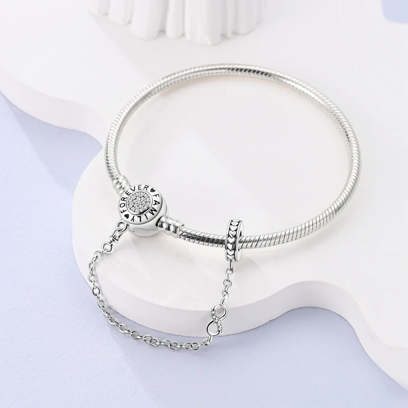 925 Sterling Silver Bracelets 17-20CM Original Leaf Clover Butterfly Heart Bracelet Fit DIY Charms Beads Fashion Women Jewelry