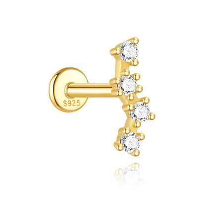 AIDE Heart Round Ball Flat Helix Piercing Earring 925 Sterling Silver Ear Studs Geometric Zircon Exquisite Trinket Studs Aretes
