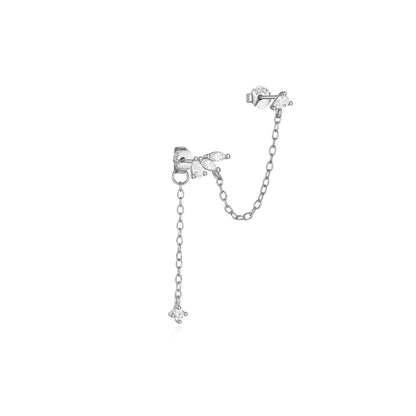 1PC Four Pointed Star Moon Tassel Lotus Cartilage Spiral Puncture 925 Sterling Silver Stud Earrings For Women