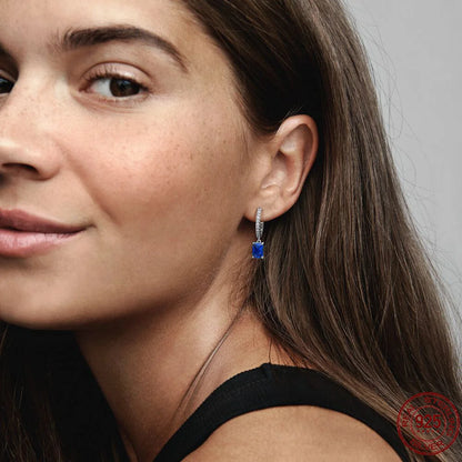 Authentic 925 Sterling Silver Heart Hoop Earring Sparkling Original Earring Women Gift