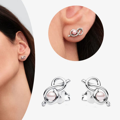 Authentic 925 Sterling Silver Heart Hoop Earring Sparkling Original Earring Women Gift