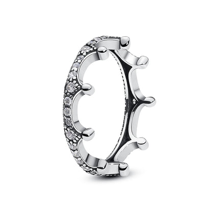 925 Sterling Silver Rings For Women Original Crown Love Heart Wishbone Engagement Wedding Rose Gold Crystal Ring Luxury Jewelry