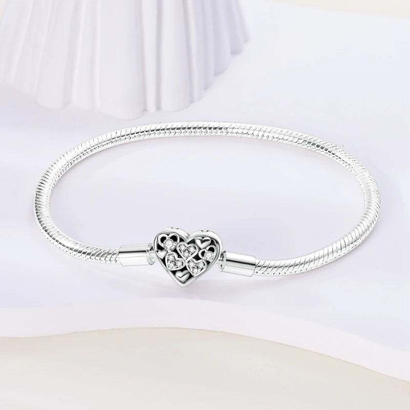 925 Sterling Silver Bracelets 17-20CM Original Leaf Clover Butterfly Heart Bracelet Fit DIY Charms Beads Fashion Women Jewelry