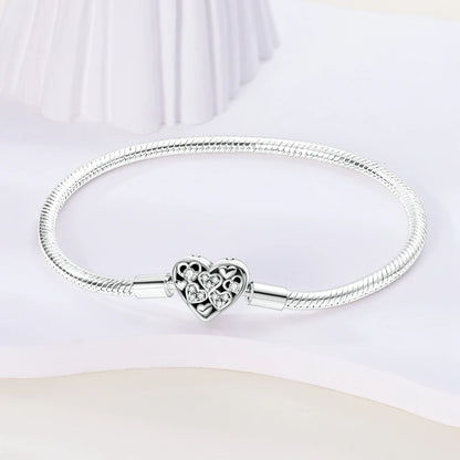 925 Sterling Silver Bracelets 17-20CM Original Leaf Clover Butterfly Heart Bracelet Fit DIY Charms Beads Fashion Women Jewelry