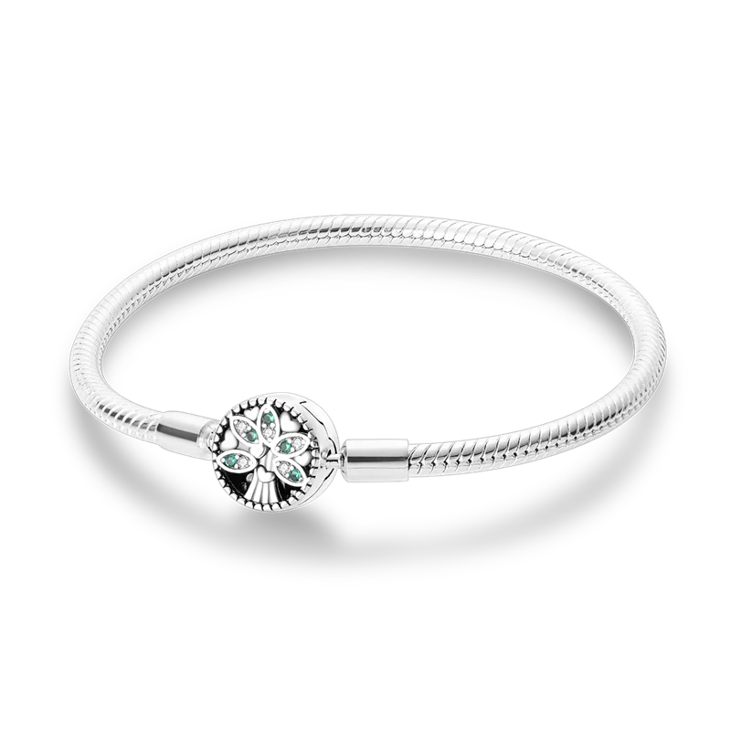 925 Sterling Silver Bracelets 17-20CM Original Leaf Clover Butterfly Heart Bracelet Fit DIY Charms Beads Fashion Women Jewelry