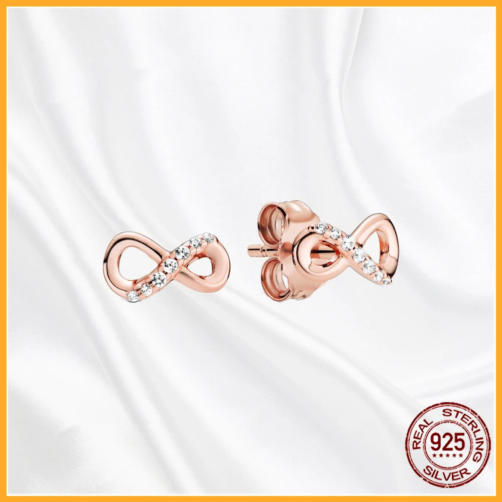 Authentic 925 Sterling Silver Heart Hoop Earring Sparkling Original Earring Women Gift