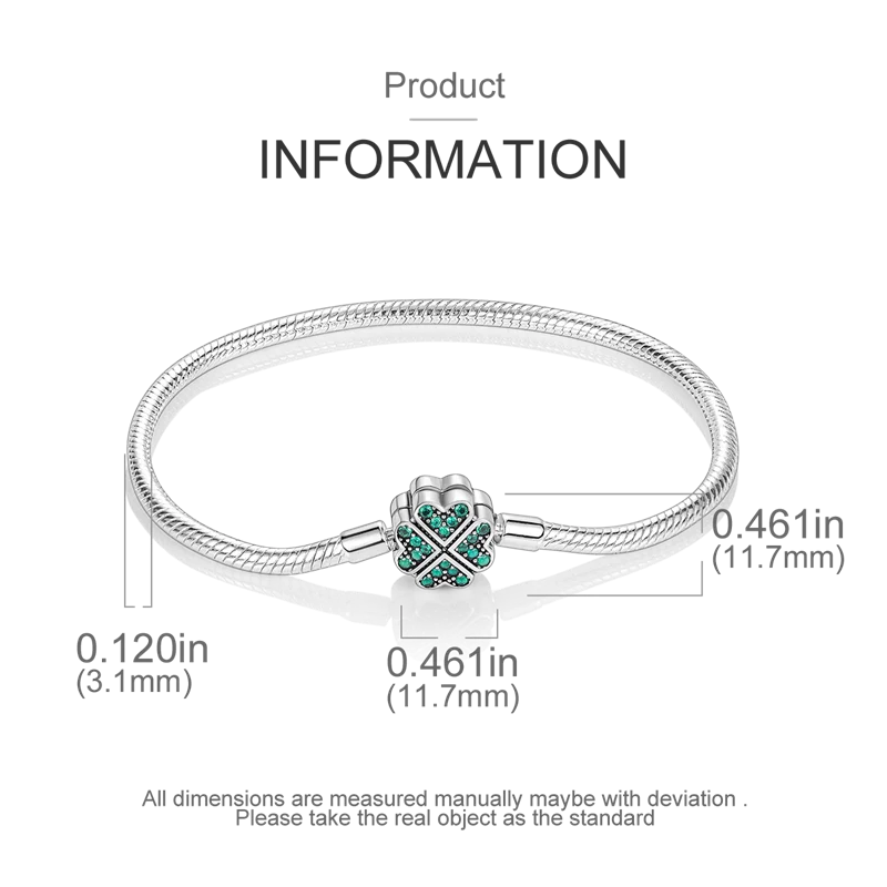 925 Sterling Silver Bracelets 17-20CM Original Leaf Clover Butterfly Heart Bracelet Fit DIY Charms Beads Fashion Women Jewelry