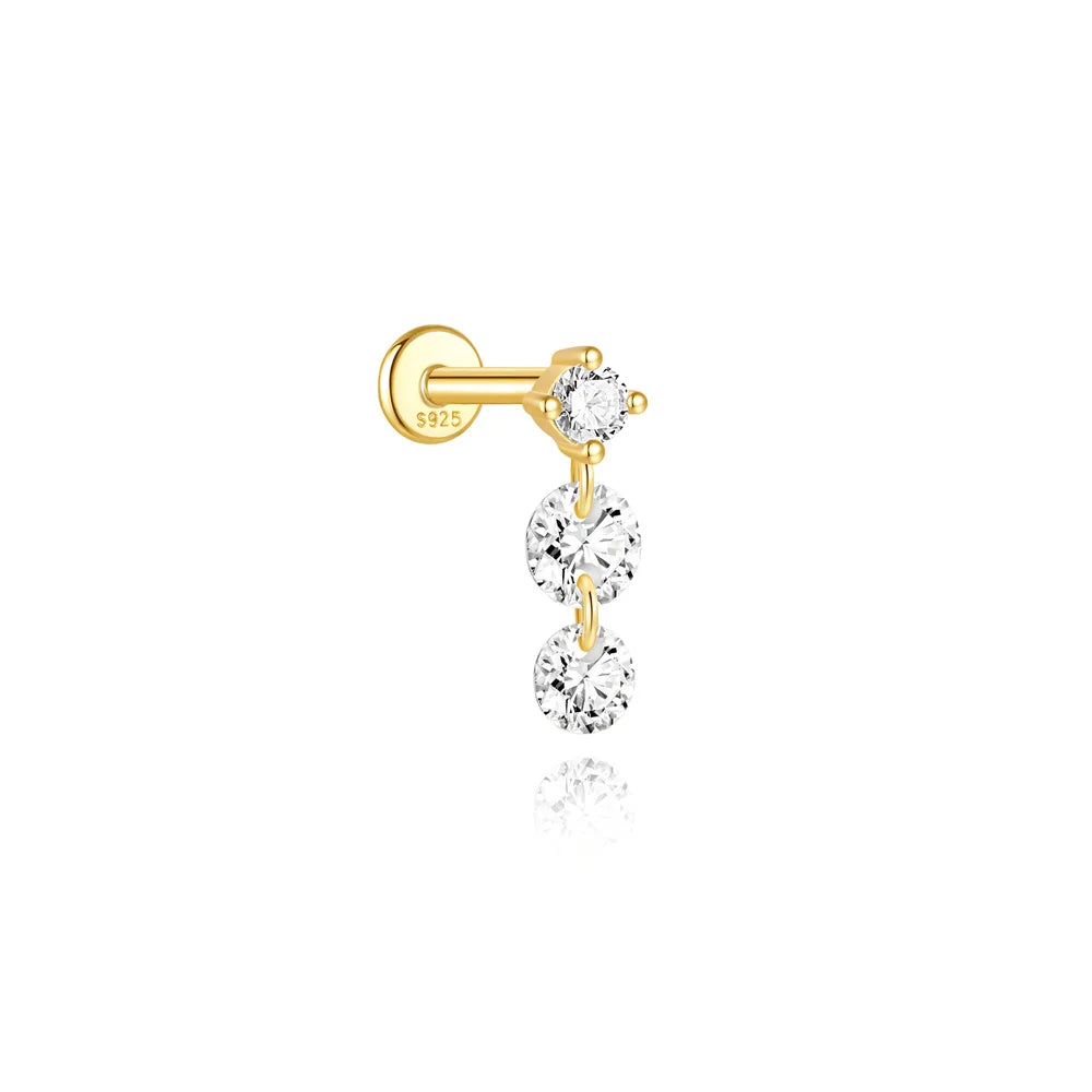 AIDE Heart Round Ball Flat Helix Piercing Earring 925 Sterling Silver Ear Studs Geometric Zircon Exquisite Trinket Studs Aretes